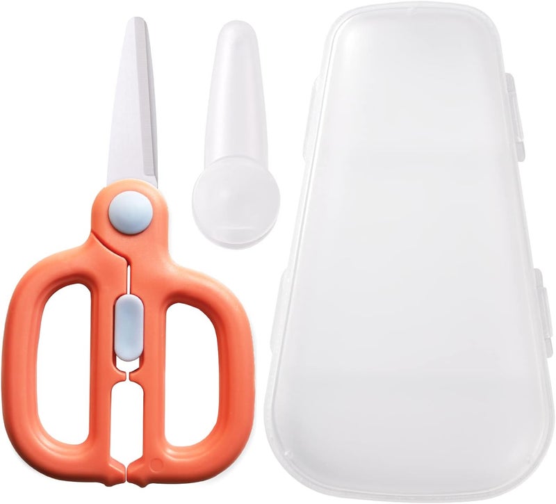 Artenny Baby Food Scissors with Travel Case, Ceramic Food Scissors Kids, Toddler Scissor with Safety Lock, Ideal for Pizza, Meats, Noodles, Vegetables, and Fruits (B) - Image 1
